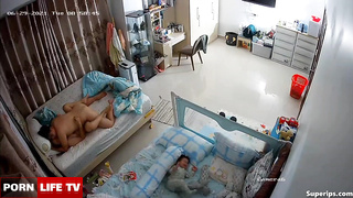 Chinese first-time parents fuck in their bed