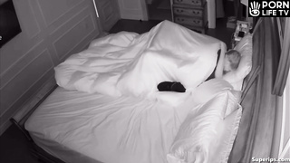 Mature blonde couple fucks on their bed