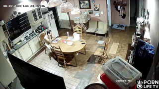 Mature European couple fucks in the kitchen