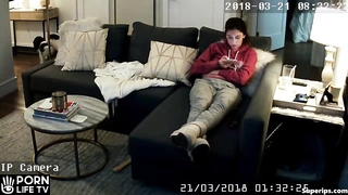 Canadian college girl masturbates on the couch