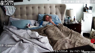 Australian blonde woman masturbates in her bed