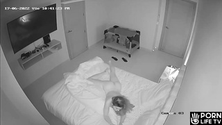 Young mom masturbates on her bed