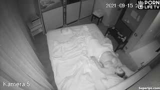 Chubby European woman masturbating in her bed