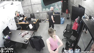 Skinny Canadian couple fucks in their office