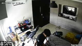 Young French couple fucks in their room