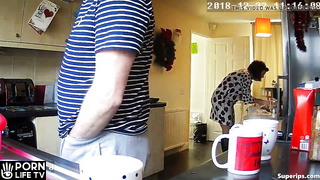 Old American couple fucks in the kitchen