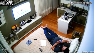 Australian tanned couple fucks on their bed