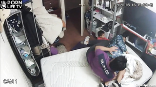 Horny young parents fuck wildly in their bed