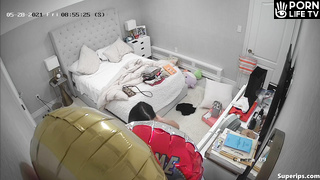 European girl changes her underwear in her room