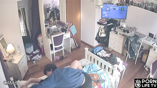 Young American couple fucks in their bedroom