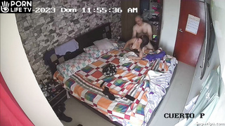 White Brazilian couple fucks on their bed