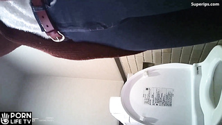 Cute Japanese girls are filmed in the toilet