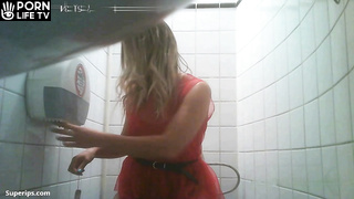 European working women pee in the toilet