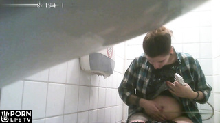 European working women pee in the toilet