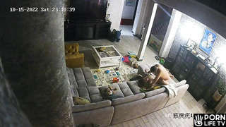 Dutch woman fucks her husband on the couch