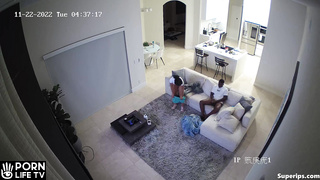 Black French couple fucks in their living room