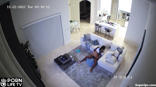 Black French couple fucks in their living room