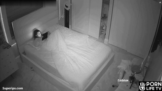 Young European girl masturbates with the pillow