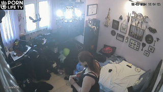 Busty Spanish Redhead Slave Changes Her Panties After Work