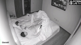 Dirty couple having sex in the living room hidden IP camera