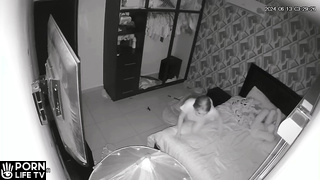 Real Estonian newly married couple having sex in the living room hidden IP cam