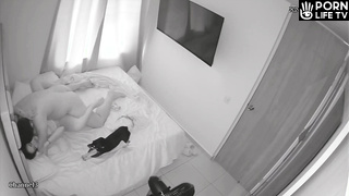 Real Romanian newly married couple having sex in the living room spy cam