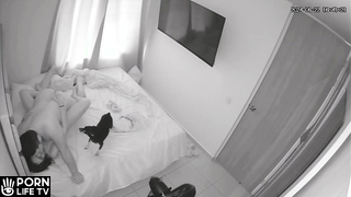 Real Romanian newly married couple having sex in the living room spy cam