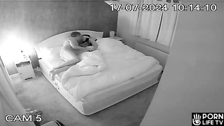 Perverse Norwegian brunette student girl sex in the bedroom real spy cam