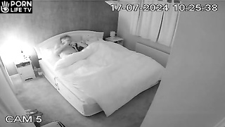 Perverse Norwegian brunette student girl sex in the bedroom real spy cam