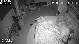 Newly married couple having sex in their bedroom hidden IP cam