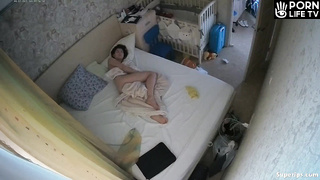 Slavic teenage girl masturbates in her sleep