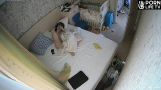 Slavic teenage girl masturbates in her sleep