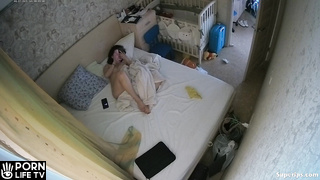 Slavic teenage girl masturbates in her sleep