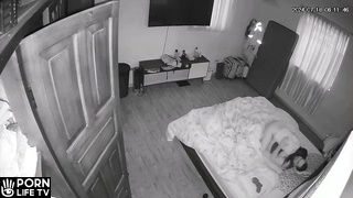 Amazing newly married couple having sex brutally in their bed spy cam