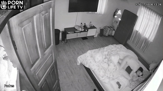 Amazing newly married couple having sex brutally in their bed spy cam