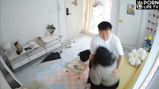 Young Korean couple fucks in hiding