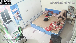 ﻿Young Asian parents fuck in their bed