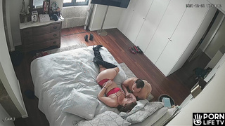 European woman gets fucked in red lingerie