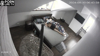 Old English brunette woman fucks her ex-husband hidden IP camera