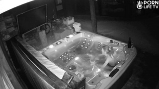 American nudist couple enjoys their Jacuzzi