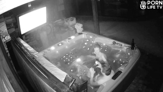 American nudist couple enjoys their Jacuzzi