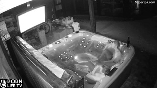 American nudist couple enjoys their Jacuzzi