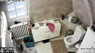 Russian woman masturbates in the toilet