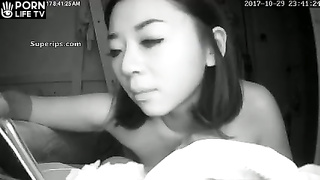 Asian is filmed while masturbating