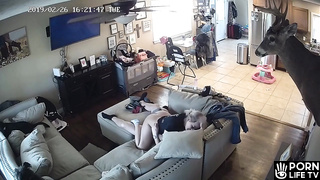 Teen American couple fucks at their parents’ house