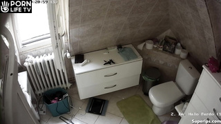 Ukrainian man fucks his wife in the bathroom