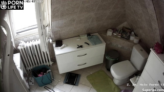 Ukrainian man fucks his wife in the bathroom