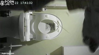 Cute young Japanese girls use the toilet