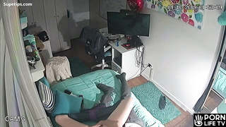 Naughty young couple have sex in their room