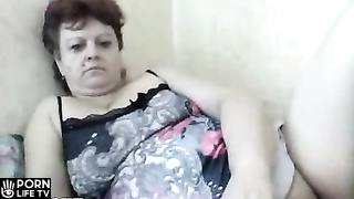 Chubby granny masturbates